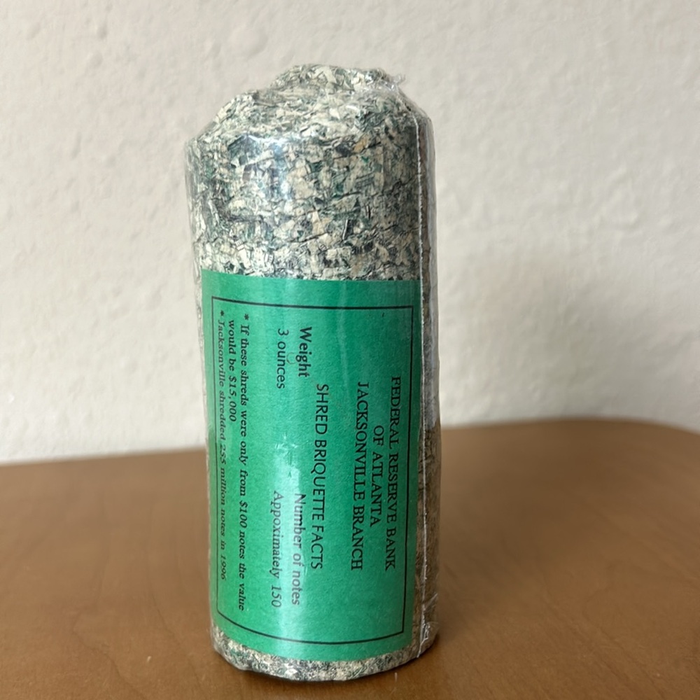 Federal Reserve Bank Shred Briquette